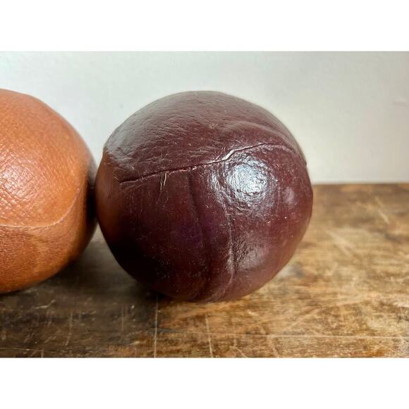 Vintage Leather Wrapped Decorative Spheres, Set of 3 - Picture 3 of 9